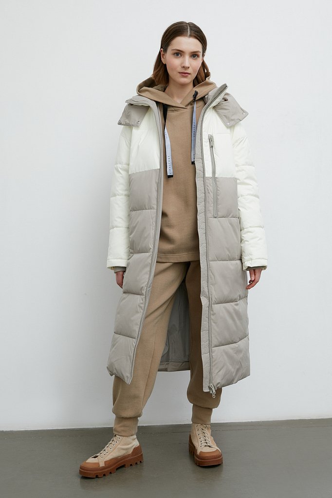 Двухцветное утепленное пальто, Модель FWB11003, Фото №2