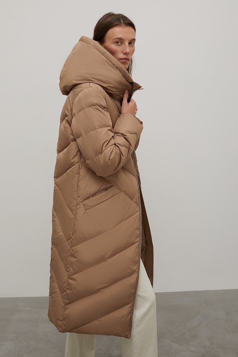 Пуховое пальто  с капюшоном, Модель FWB11009, Фото №4