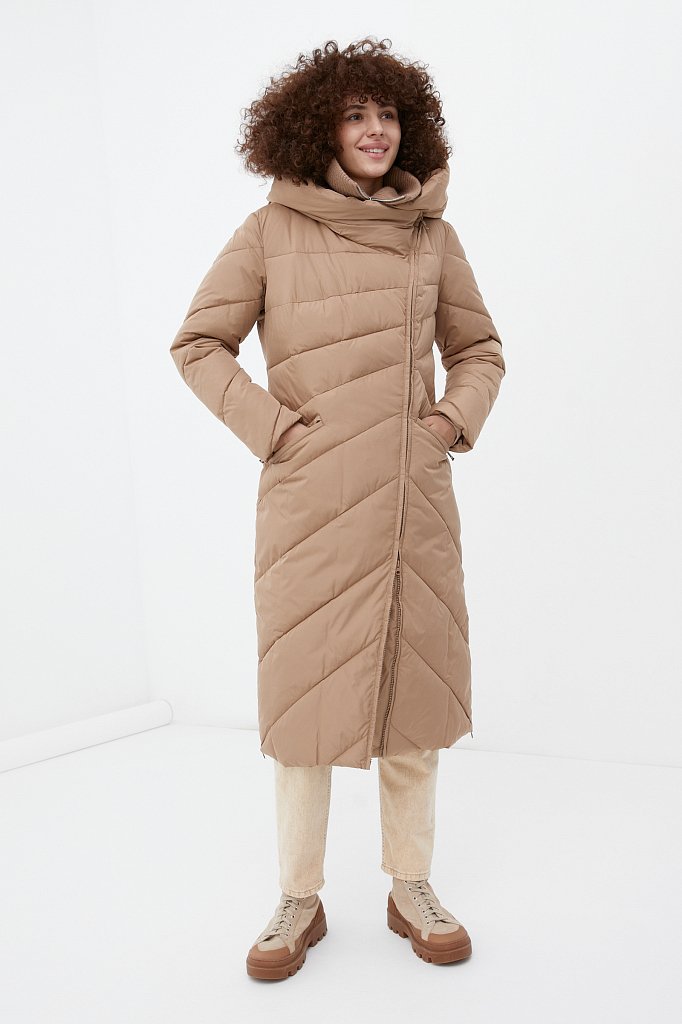 Утепленное пальто женское с капюшоном, Модель FWB11010, Фото №1