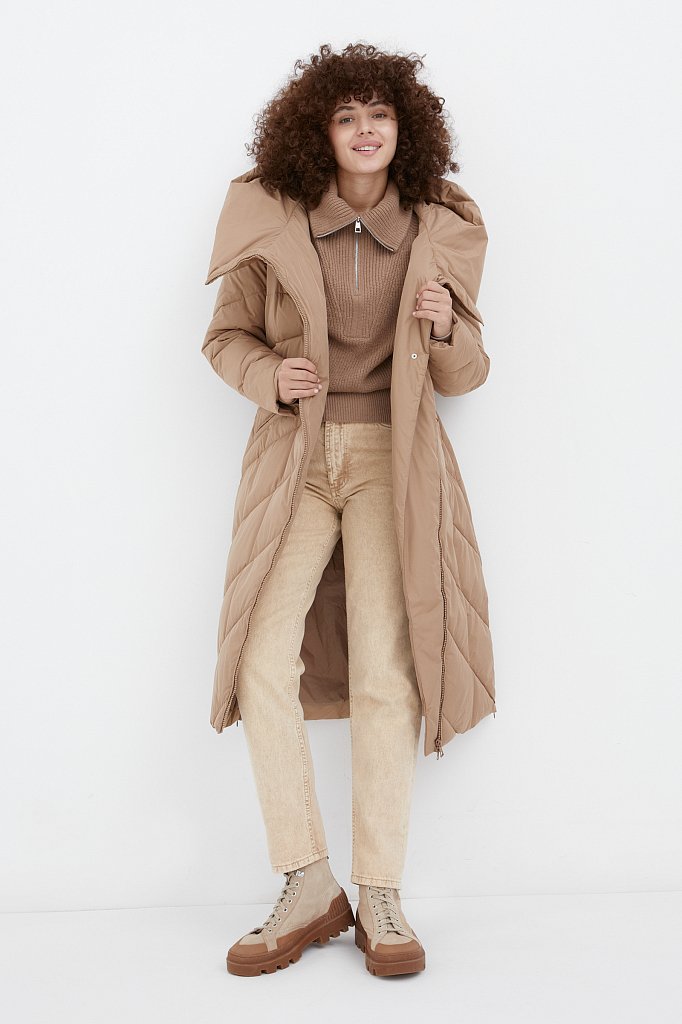 Утепленное пальто женское с капюшоном, Модель FWB11010, Фото №2
