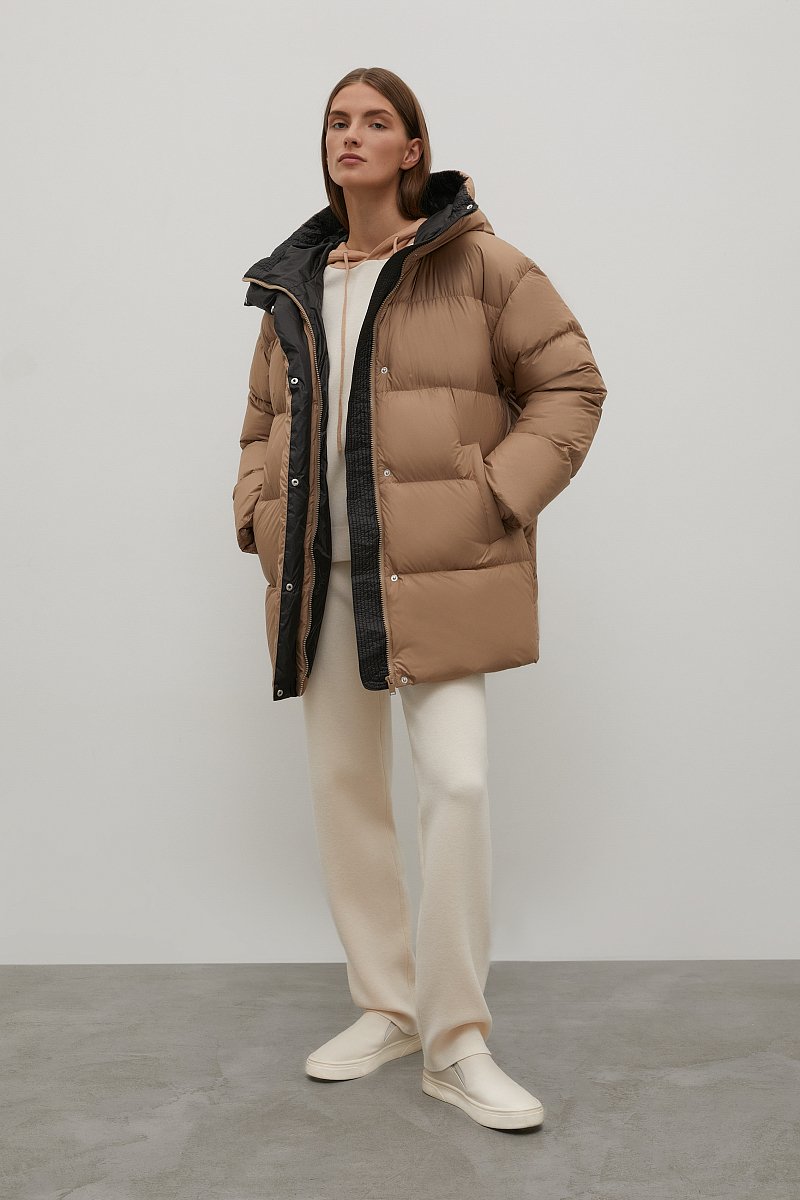 Стеганое пуховое пальто с капюшоном, Модель FWB11025, Фото №2