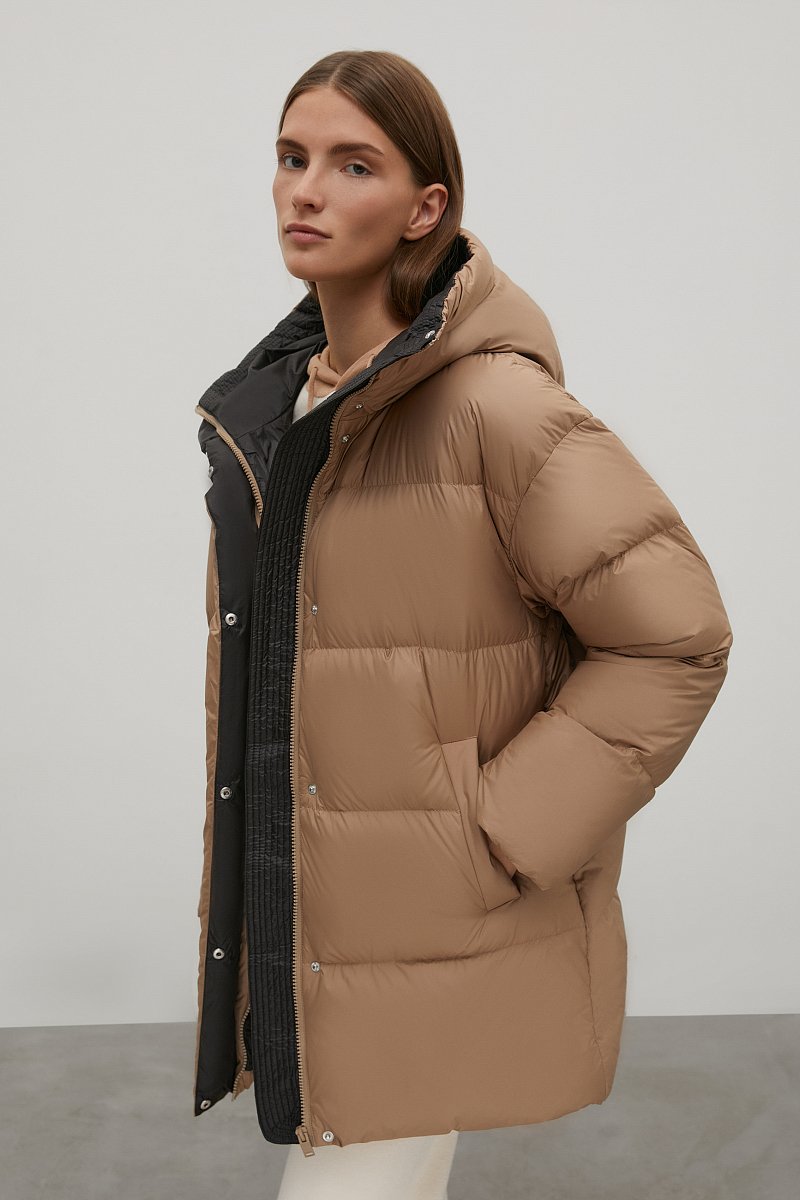 Стеганое пуховое пальто с капюшоном, Модель FWB11025, Фото №4