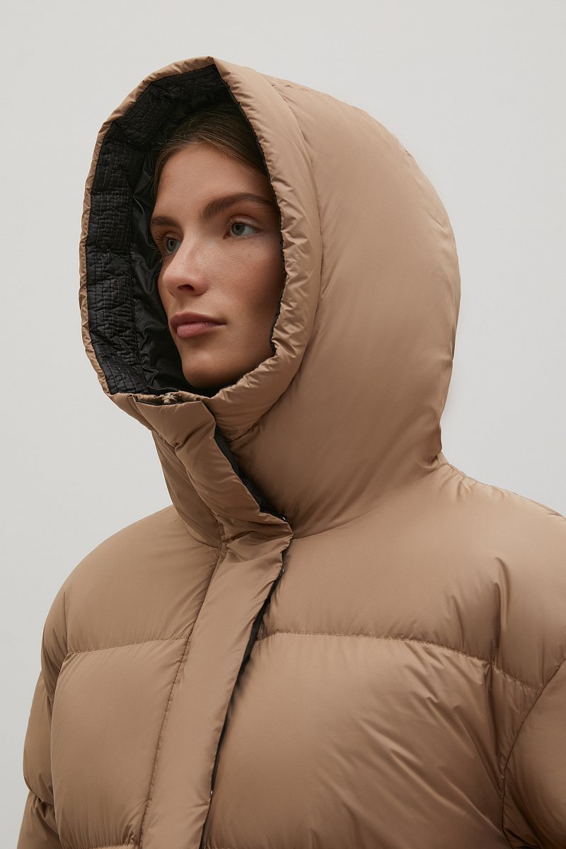Стеганое пуховое пальто с капюшоном, Модель FWB11025, Фото №7