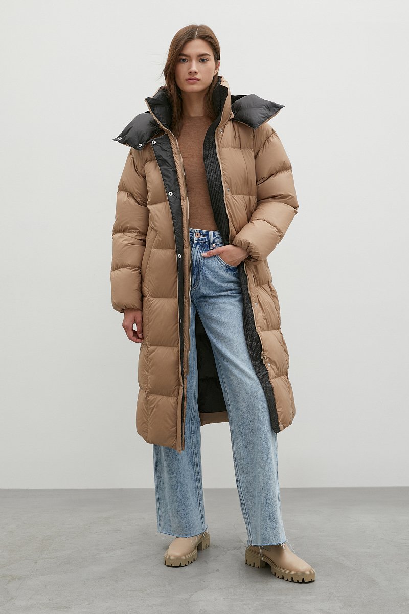 Стеганое пуховое пальто с капюшоном, Модель FWB11026, Фото №2