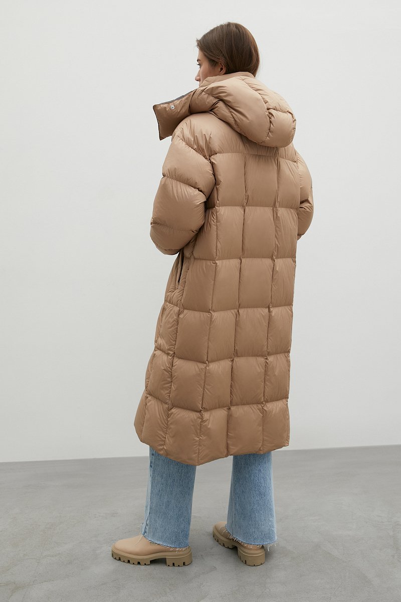 Стеганое пуховое пальто с капюшоном, Модель FWB11026, Фото №4