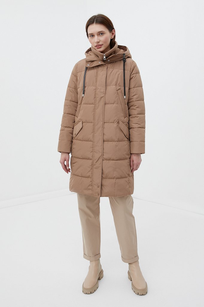 Утепленное пальто женское с капюшоном, Модель FWB11068, Фото №2