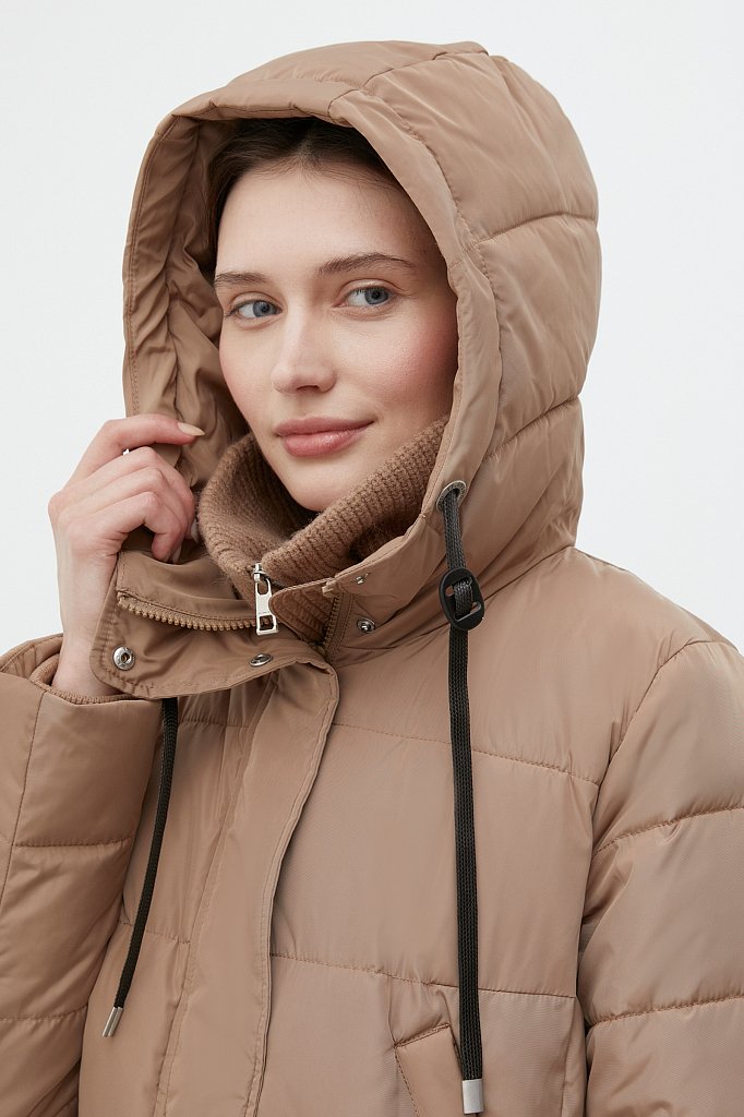 Утепленное пальто женское с капюшоном, Модель FWB11068, Фото №6