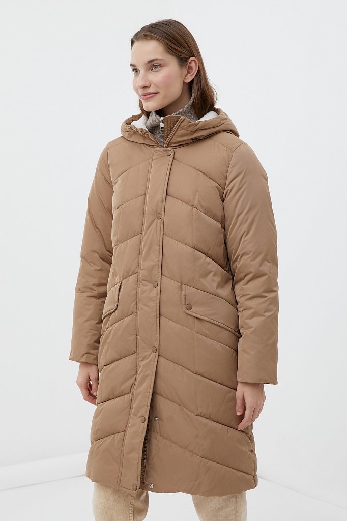 Утепленное пальто женское с капюшоном, Модель FWB11074, Фото №3
