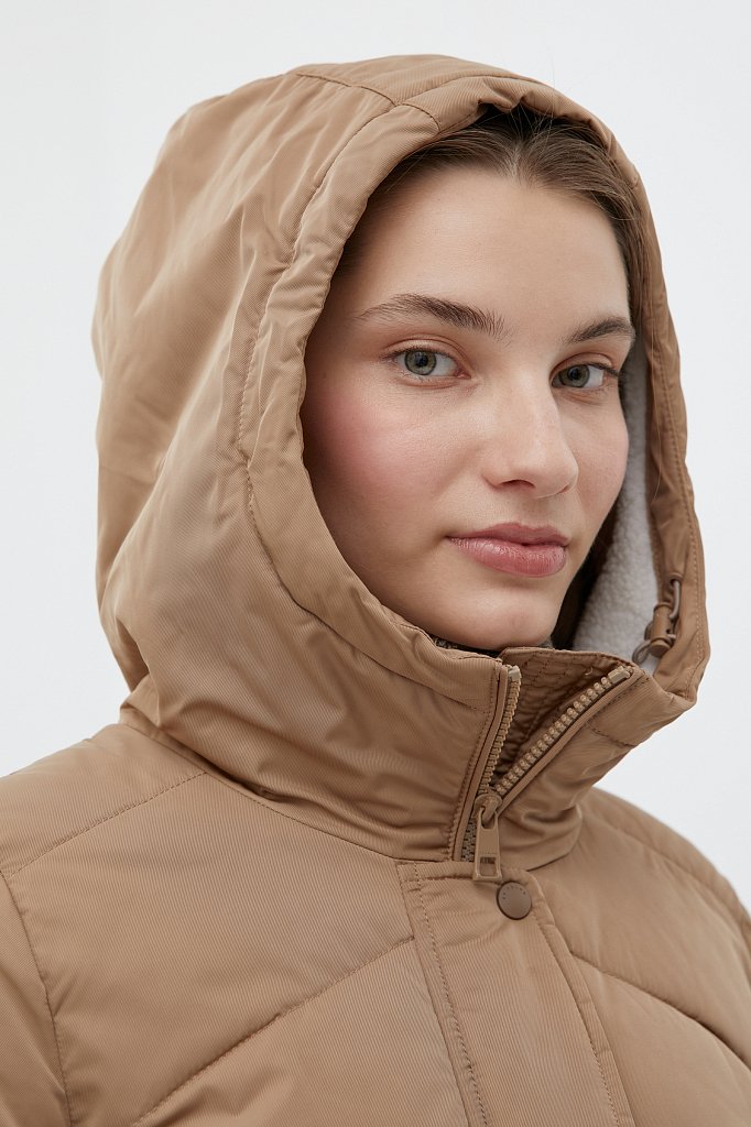 Утепленное пальто женское с капюшоном, Модель FWB11074, Фото №6