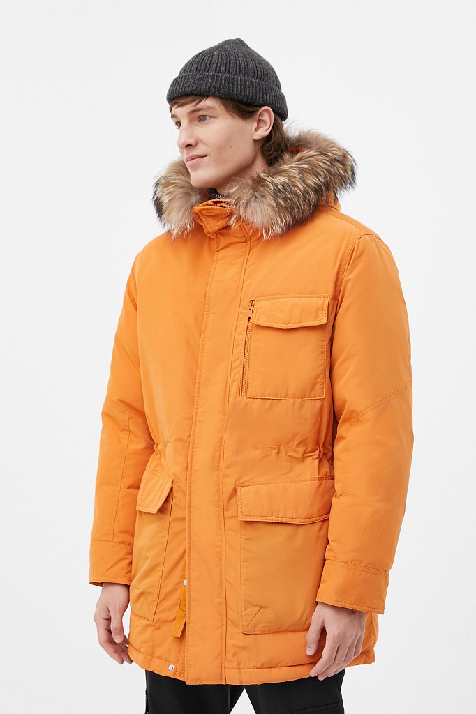 Пуховое пальто мужское с мехом, Модель FWB21018, Фото №3