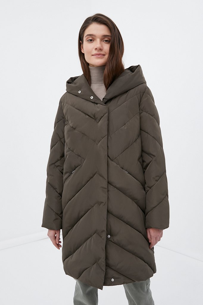 Утепленное пальто женское с капюшоном, Модель FWB110123, Фото №1