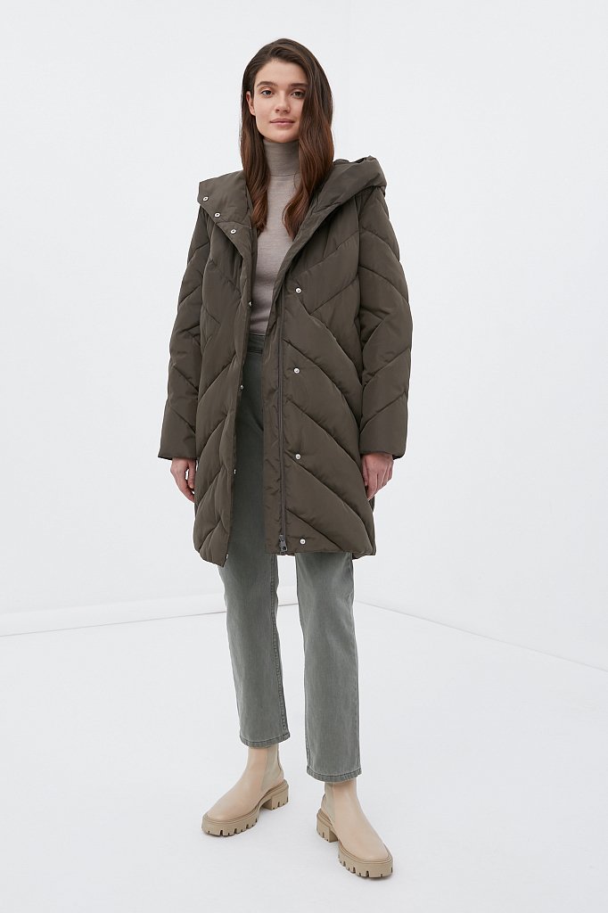 Утепленное пальто женское с капюшоном, Модель FWB110123, Фото №2
