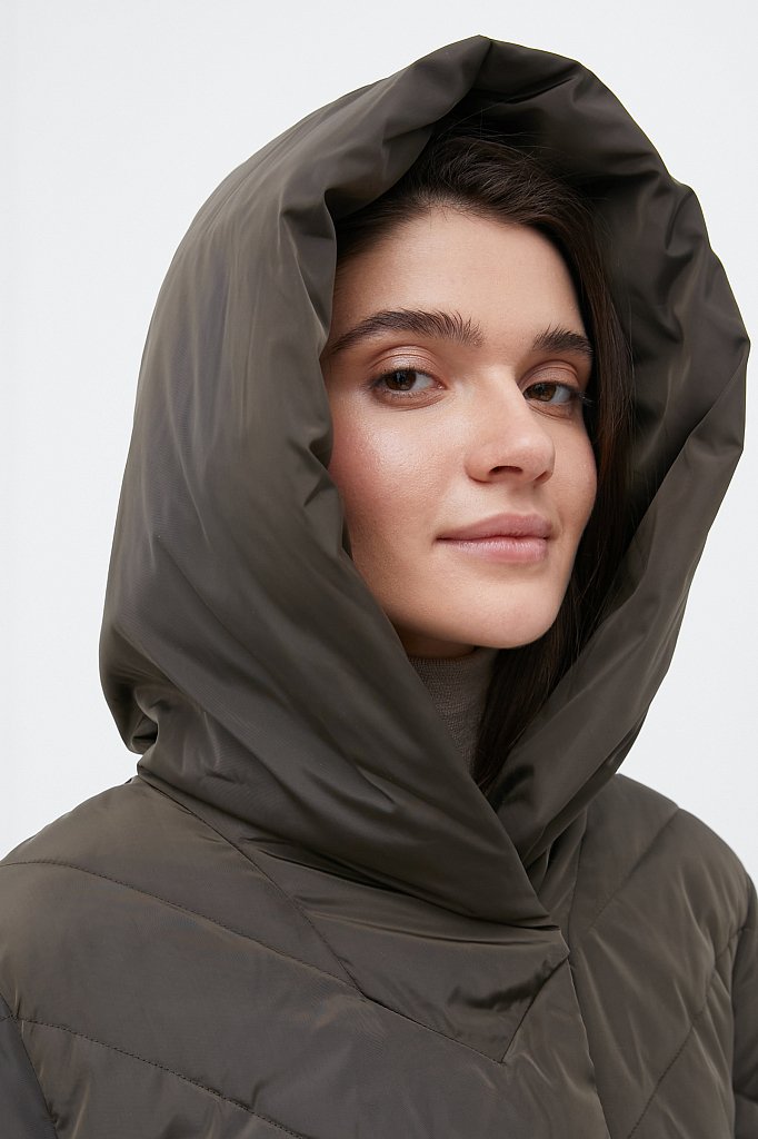 Утепленное пальто женское с капюшоном, Модель FWB110123, Фото №4