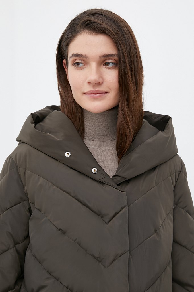 Утепленное пальто женское с капюшоном, Модель FWB110123, Фото №6