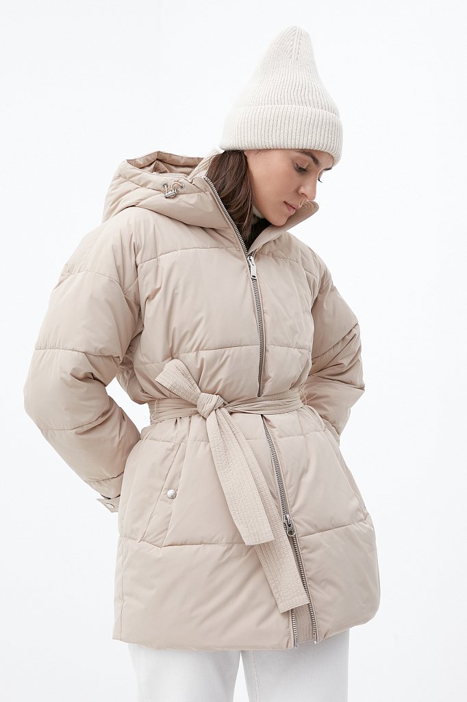 Утепленная куртка женская с поясом на талии, Модель FWB51048, Фото №1