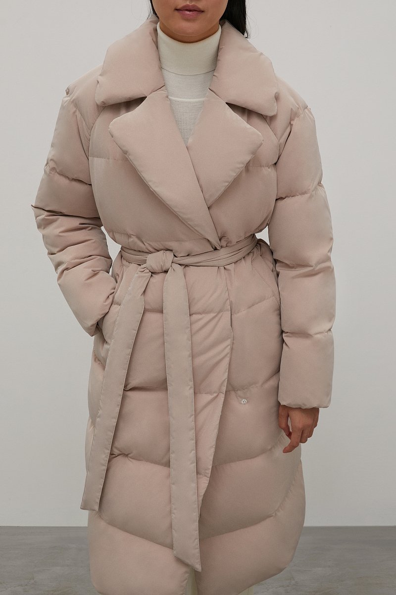 Пуховое пальто с поясом, Модель FWB51053, Фото №3