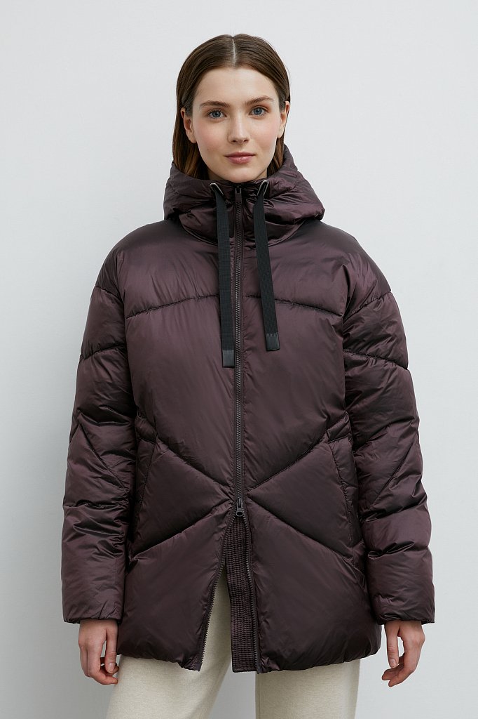 Утепленная стеганая куртка женская с капюшоном, Модель FWB11079, Фото №1
