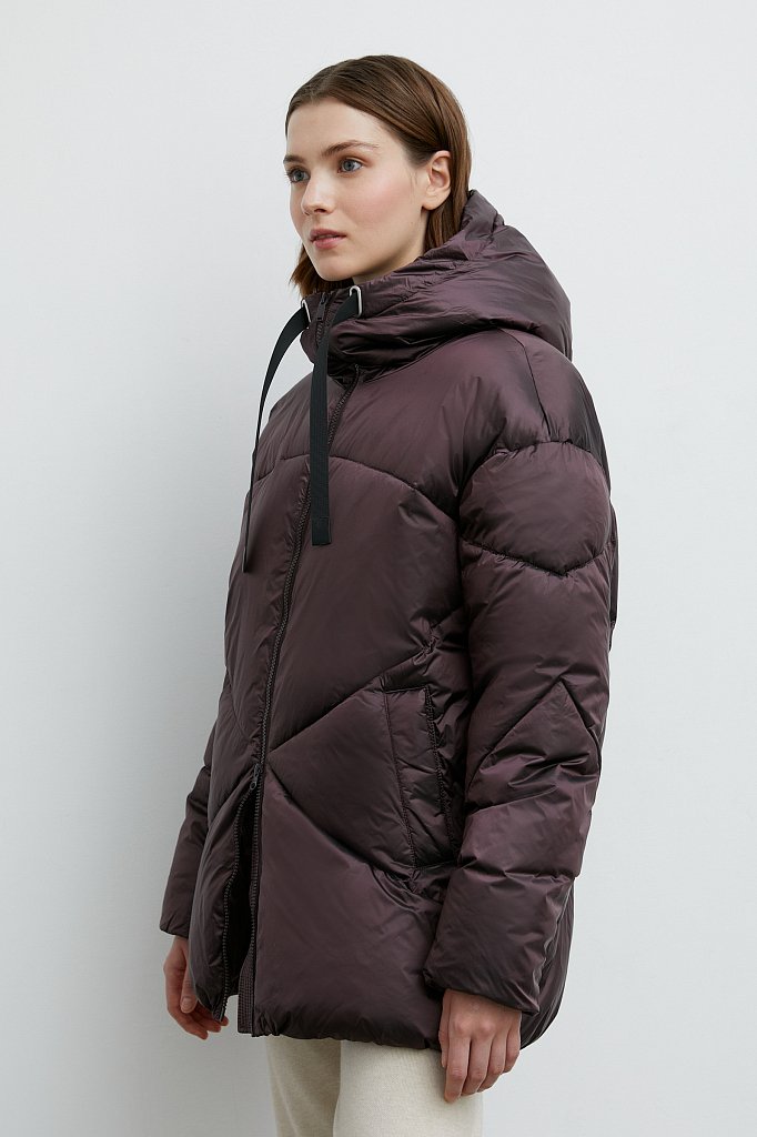Утепленная стеганая куртка женская с капюшоном, Модель FWB11079, Фото №4