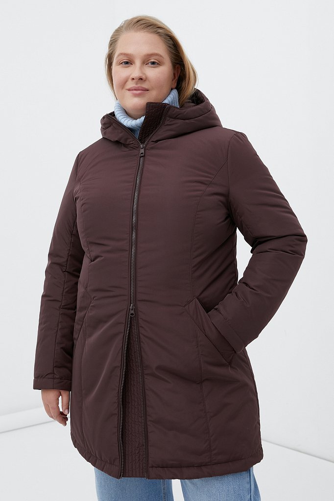 Утепленное пальто женское с капюшоном, Модель FWB160129, Фото №1