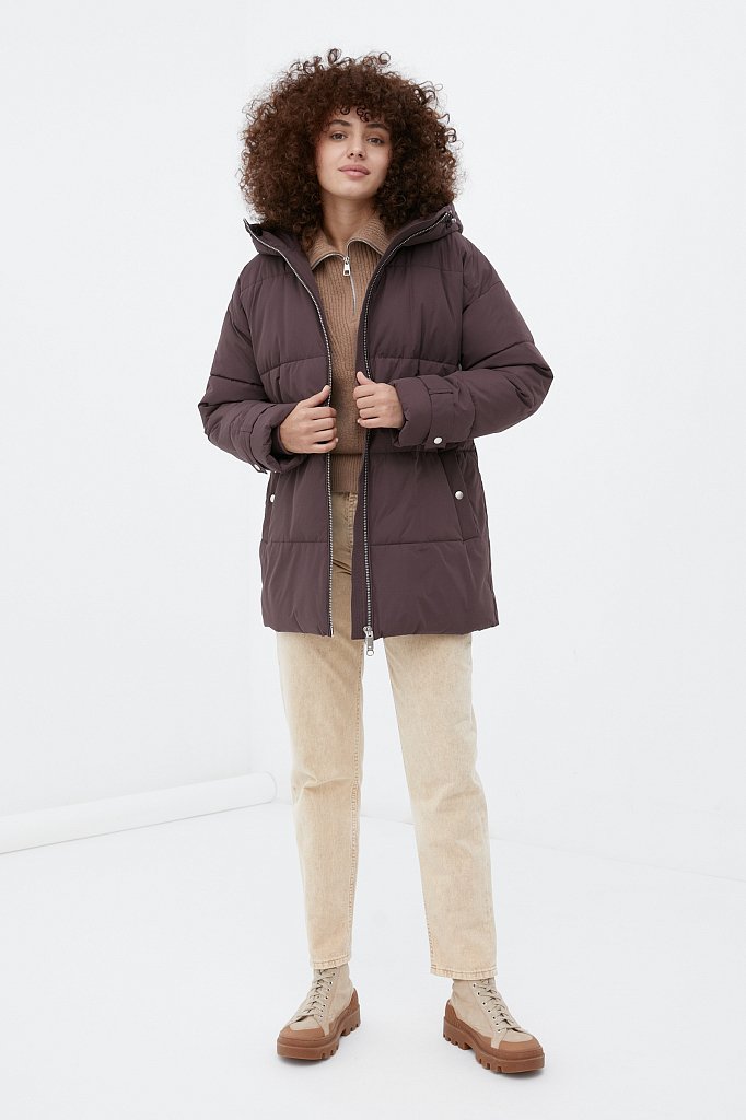 Утепленная куртка женская с поясом на талии, Модель FWB51048, Фото №2