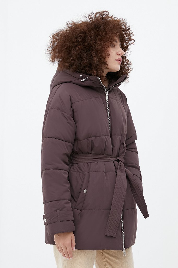 Утепленная куртка женская с поясом на талии, Модель FWB51048, Фото №3