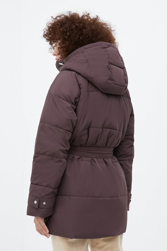 Утепленная куртка женская с поясом на талии, Модель FWB51048, Фото №4