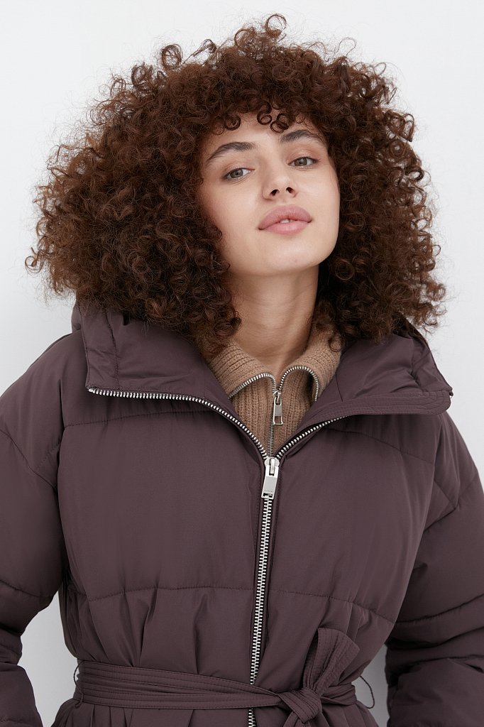 Утепленная куртка женская с поясом на талии, Модель FWB51048, Фото №5