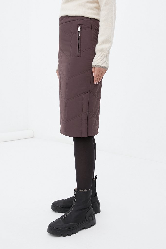 Утепленная стеганая юбка женская длины миди, Модель FWB51049, Фото №3
