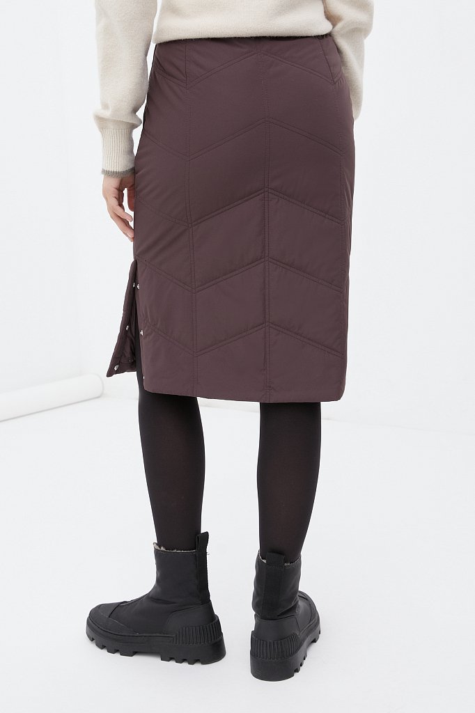 Утепленная стеганая юбка женская длины миди, Модель FWB51049, Фото №4