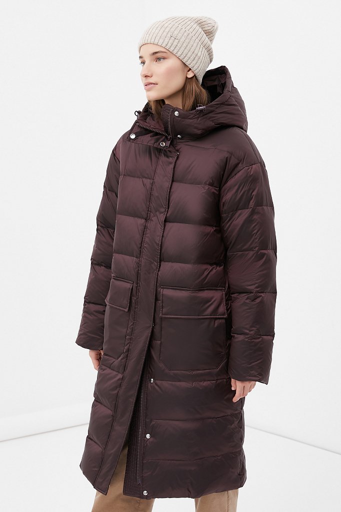 Пуховое пальто женское с капюшоном, Модель FWB51059, Фото №3
