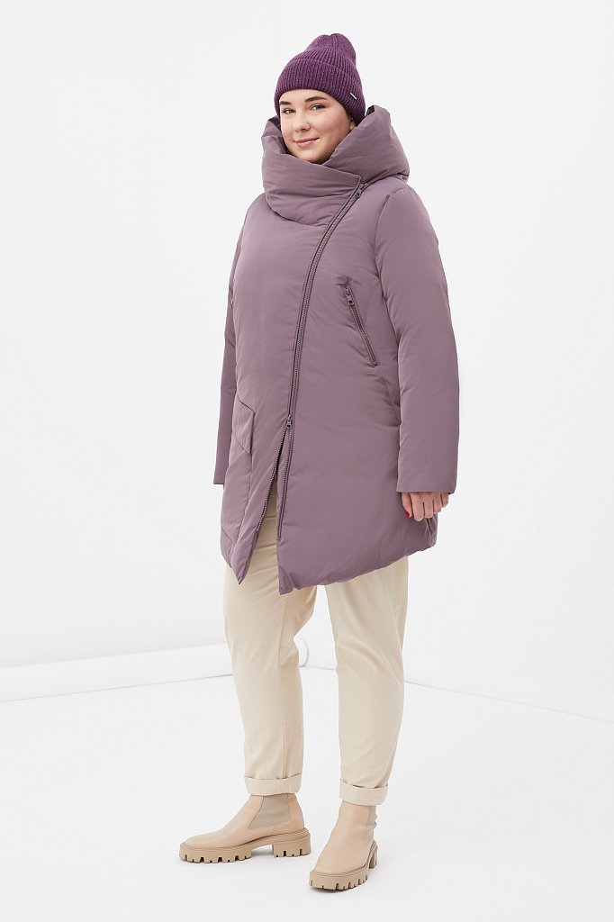 Пуховое пальто женское с капюшоном, Модель FWB160135, Фото №2