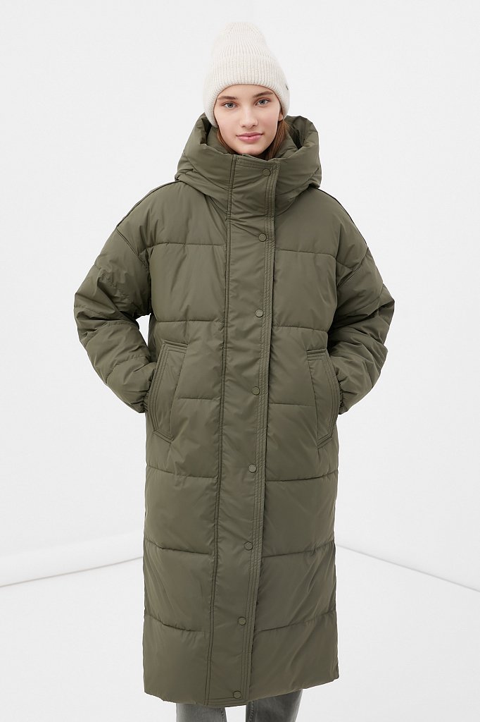 Утепленное пальто женское с капюшоном, Модель FWB110119, Фото №2