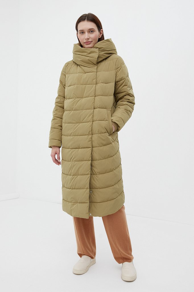 Утепленное пальто женское с капюшоном, Модель FWB110139, Фото №1