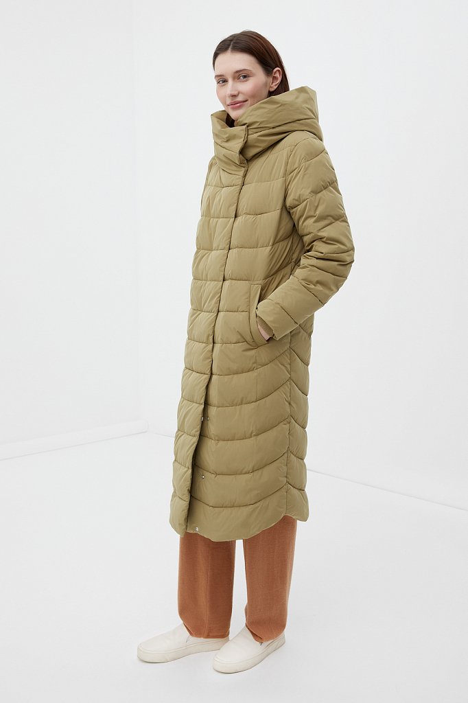 Утепленное пальто женское с капюшоном, Модель FWB110139, Фото №2