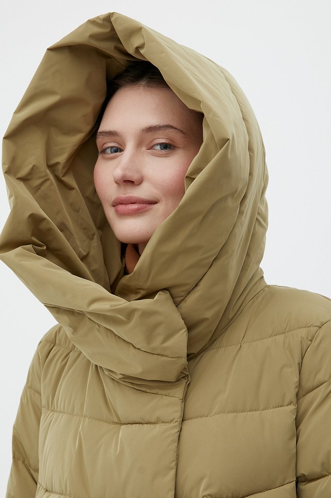 Утепленное пальто женское с капюшоном, Модель FWB110139, Фото №6