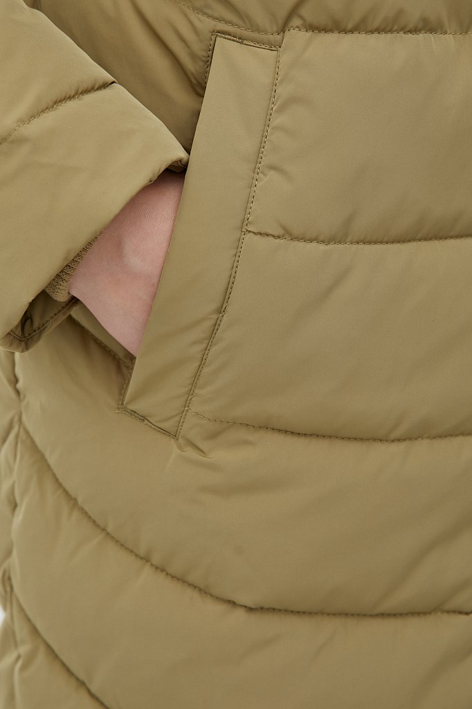 Утепленное пальто женское с капюшоном, Модель FWB110139, Фото №7