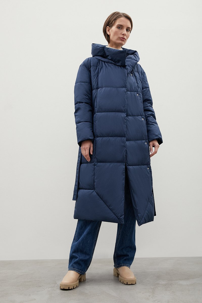 Стеганое утепленное пальто с поясом, Модель FWC11029, Фото №2