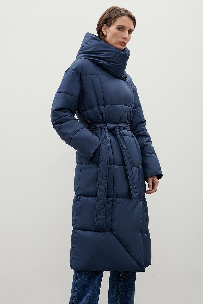 Стеганое утепленное пальто с поясом, Модель FWC11029, Фото №4