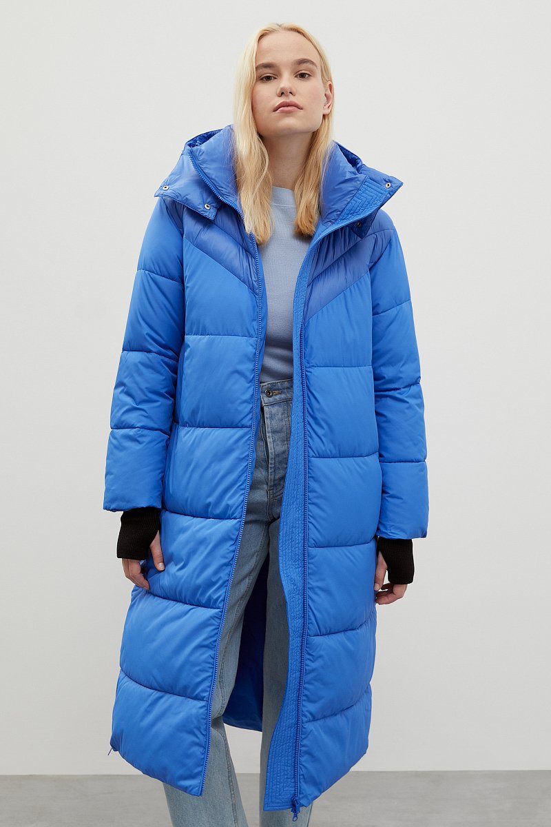 Стеганое утепленное пальто с капюшоном, Модель FWC11043, Фото №1