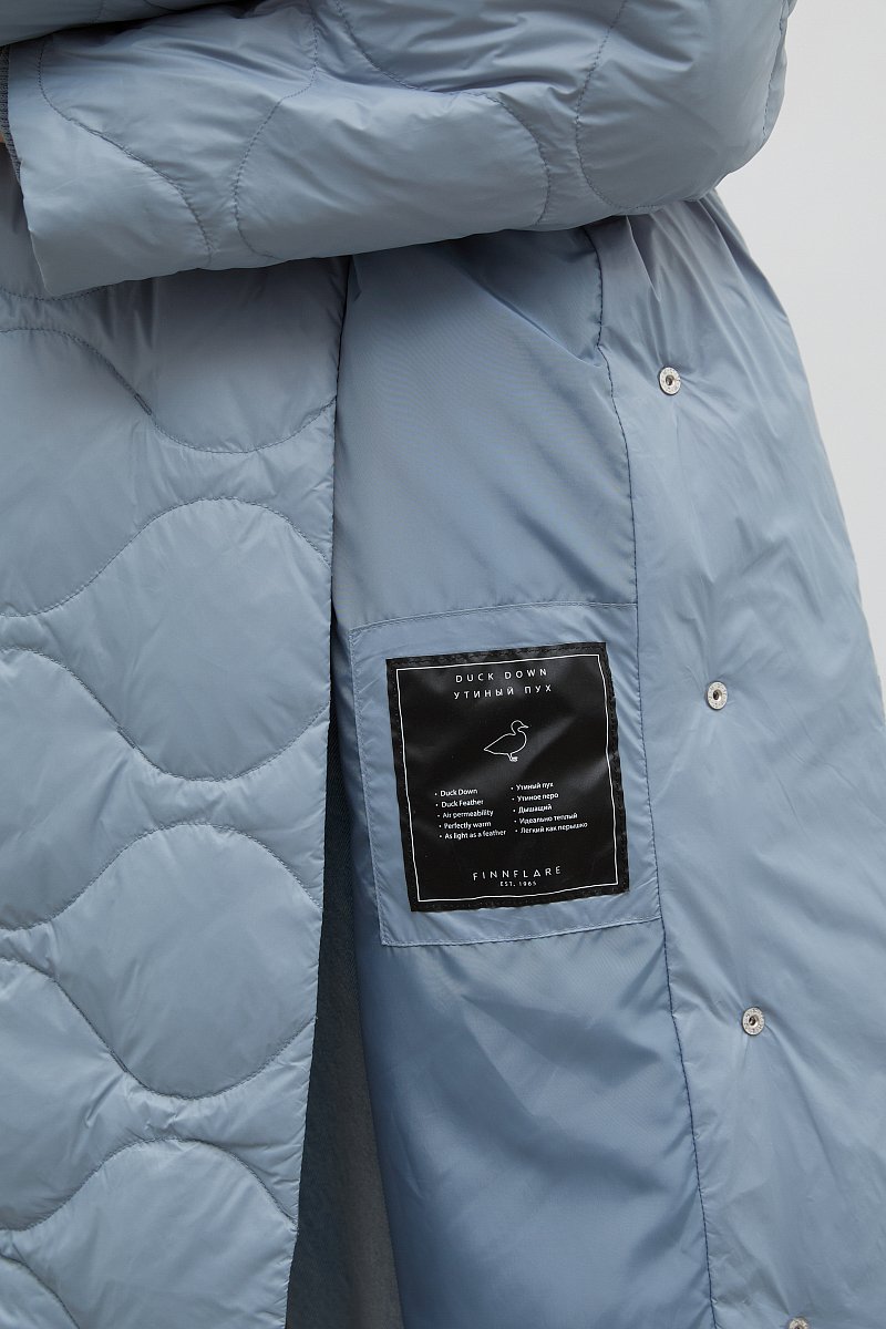 Стеганое пуховое пальто с поясом, Модель FWC11008, Фото №7