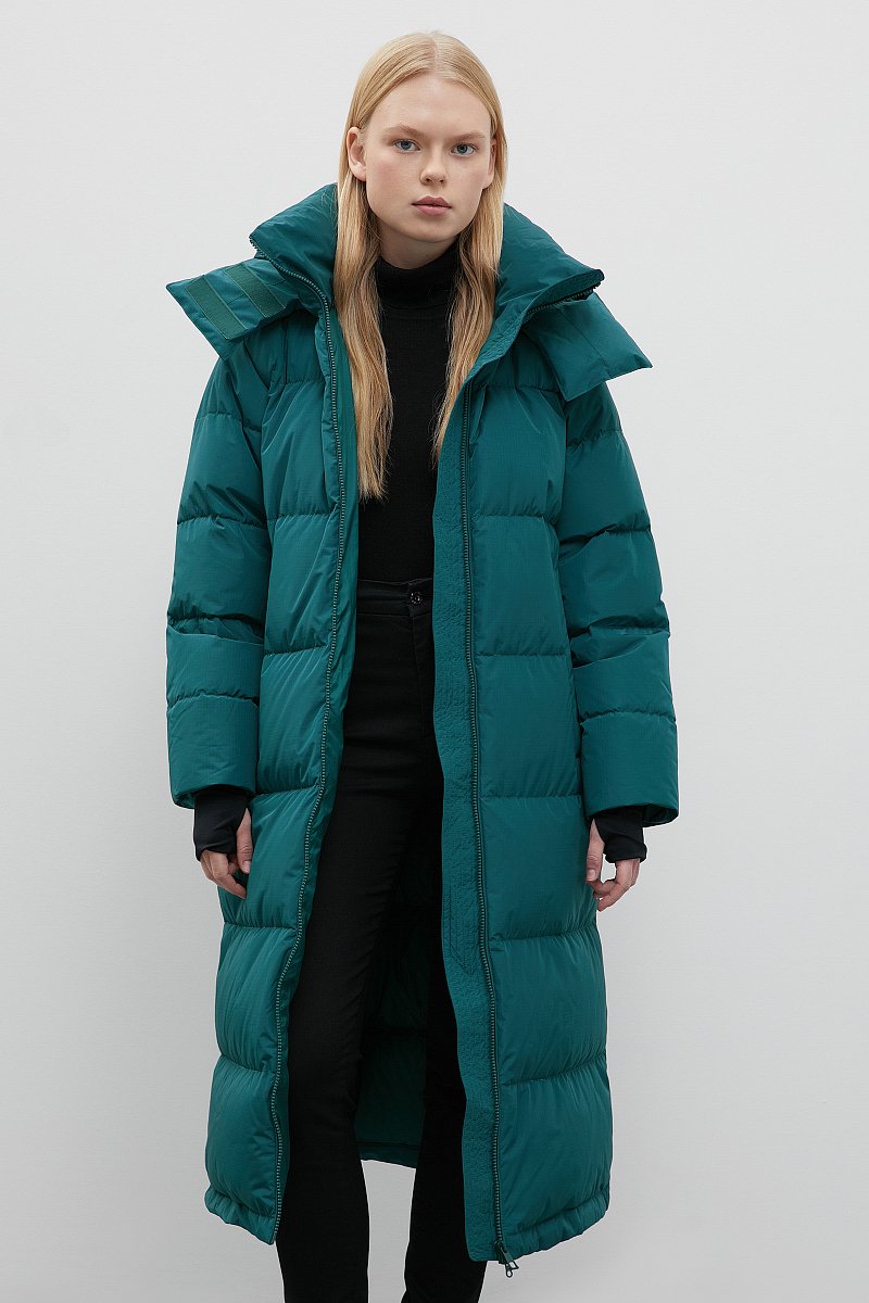Стеганое пуховое пальто oversize силуэта, Модель FWC110101, Фото №1