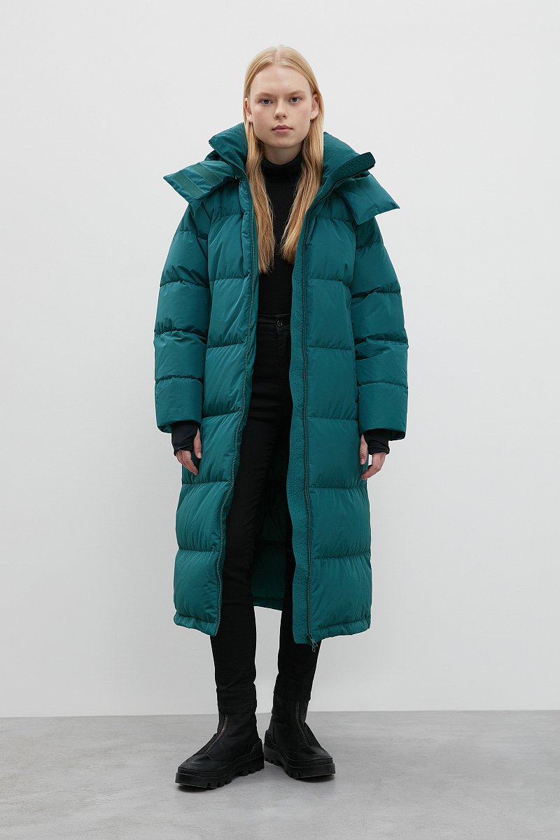 Стеганое пуховое пальто oversize силуэта, Модель FWC110101, Фото №2