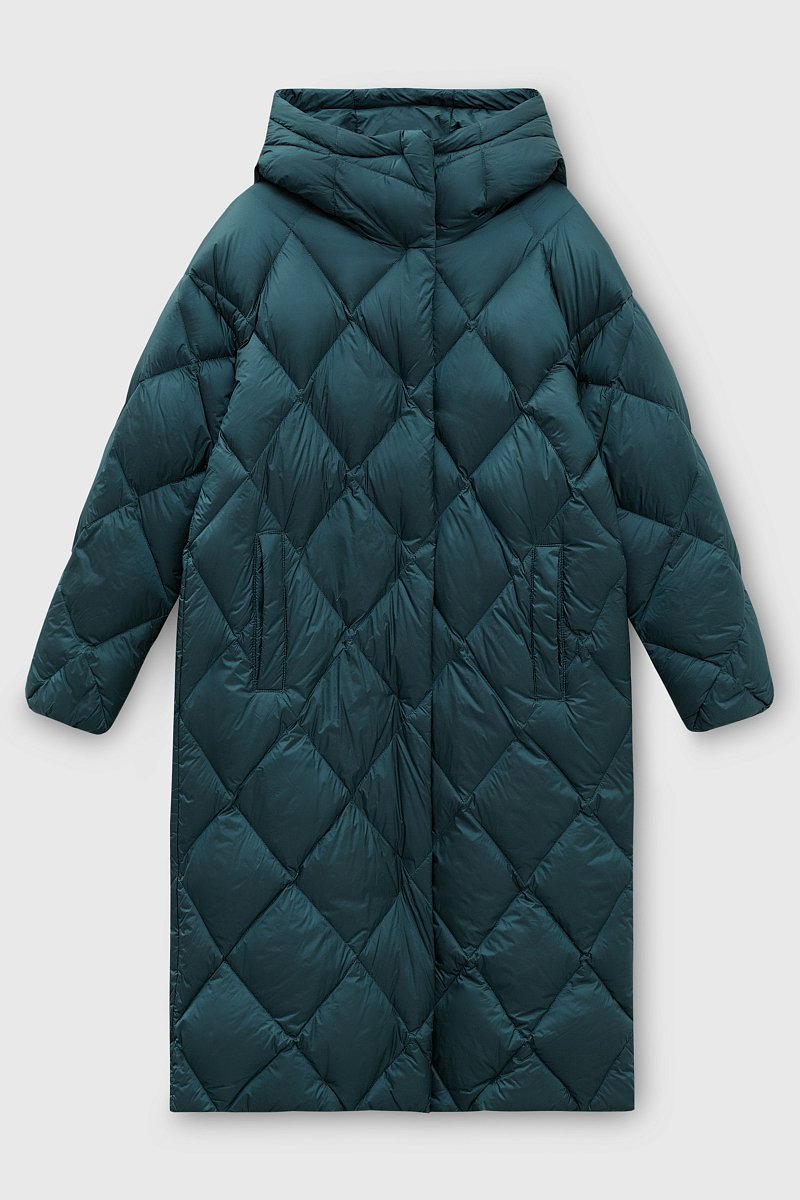 Стеганое пуховое пальто с капюшоном, Модель FWC11012, Фото №9