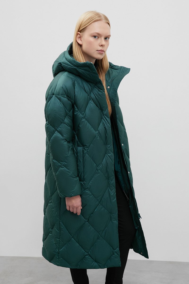 Стеганое пуховое пальто с капюшоном, Модель FWC11012, Фото №4