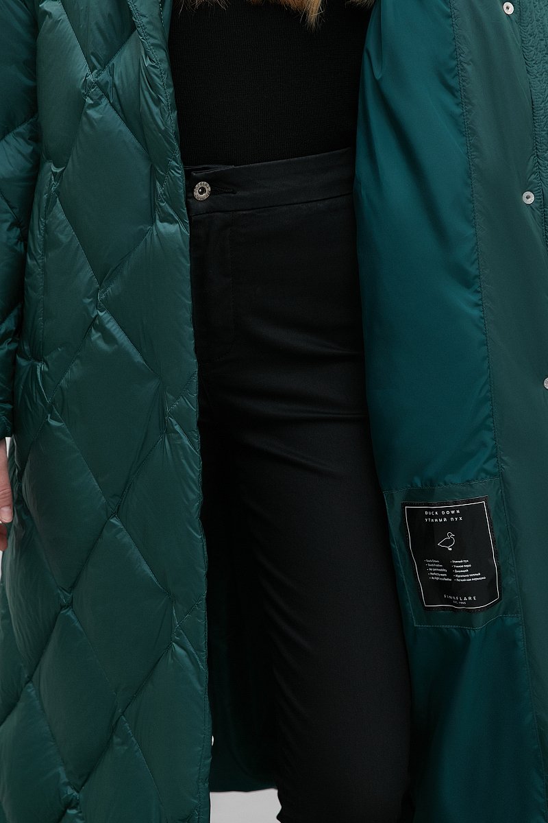 Стеганое пуховое пальто с капюшоном, Модель FWC11012, Фото №7