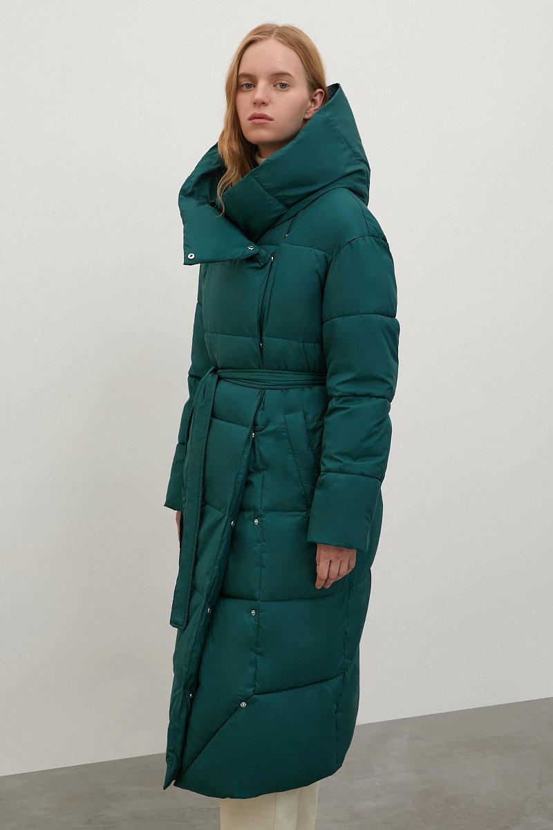 Стеганое утепленное пальто с поясом, Модель FWC11029, Фото №4