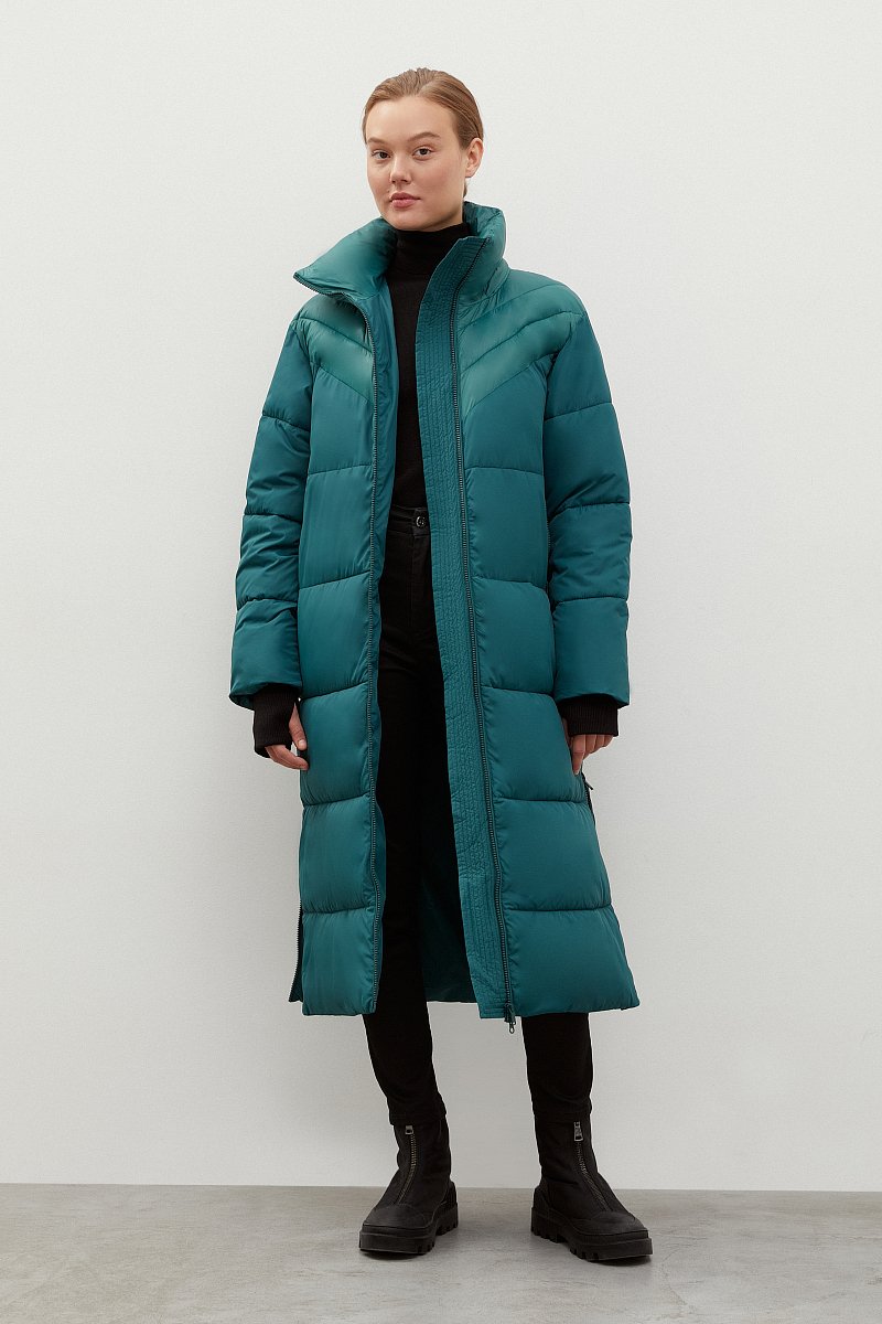 Стеганое утепленное пальто с капюшоном, Модель FWC11043, Фото №2