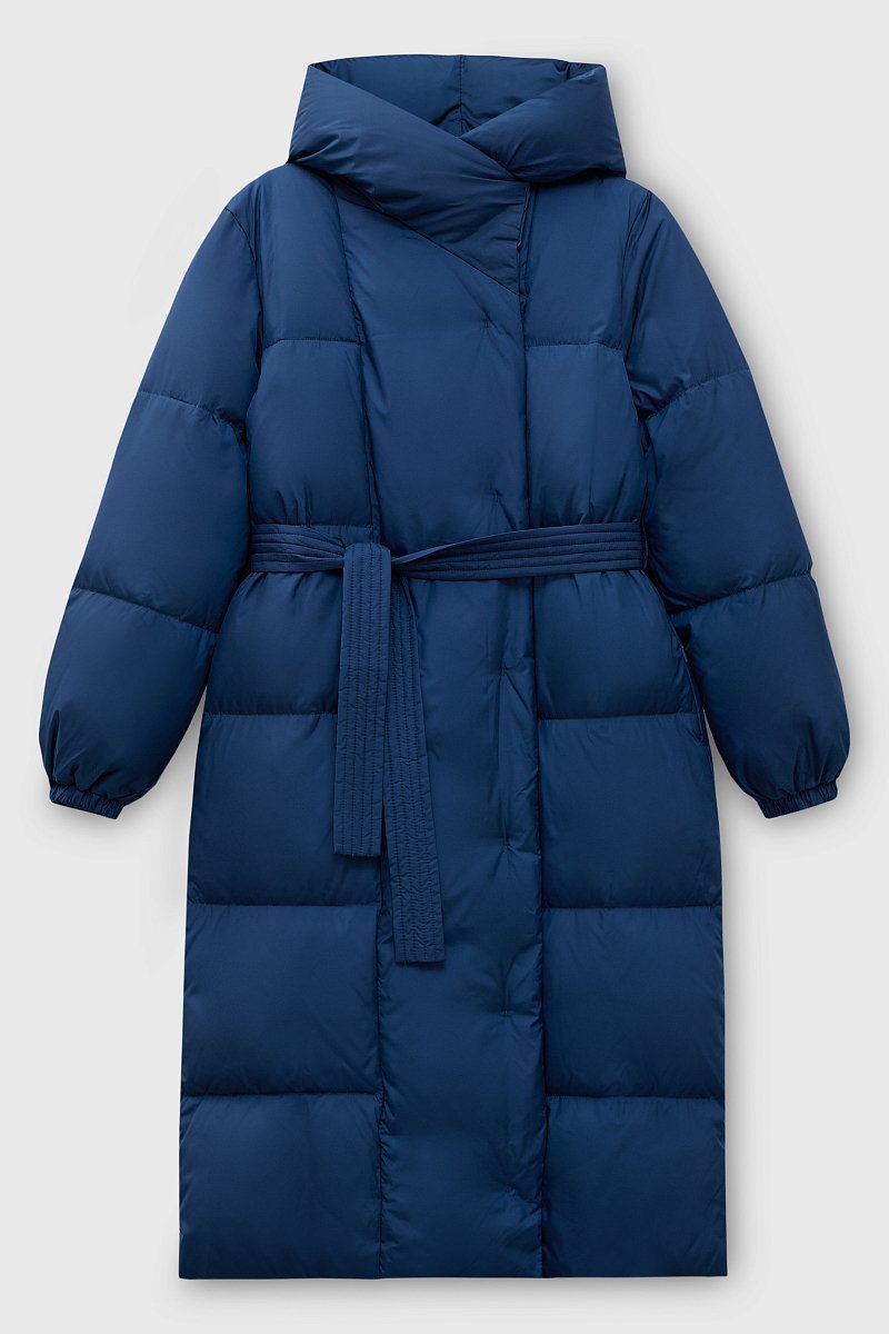 Пуховое пальто с капюшоном и поясом, Модель FWC11069, Фото №9