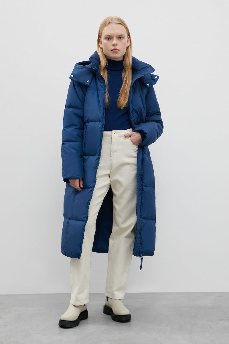 Стеганое пуховое пальто с капюшоном, Модель FWC11076, Фото №2