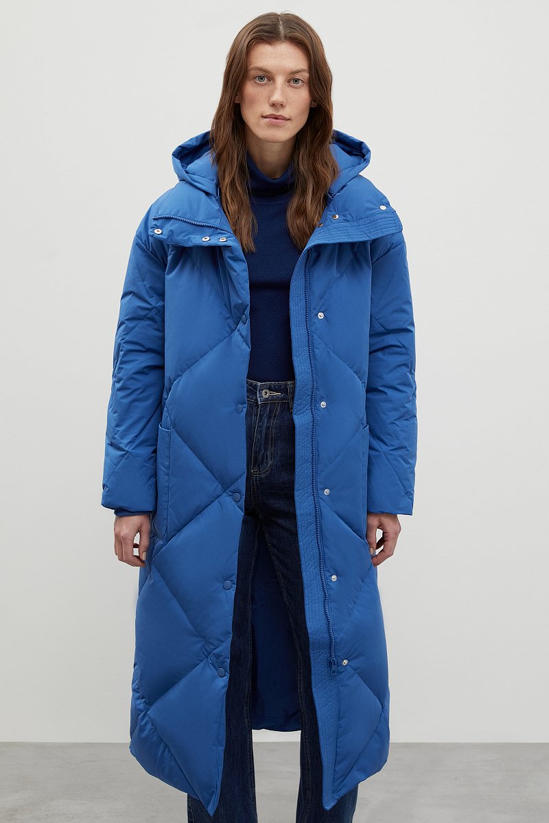 Стеганое пуховое пальто с капюшоном, Модель FWC11082, Фото №1
